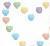 Pixelated grid of small, rounded icons in muted pastel colors arranged around a central white space.