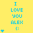 Yellow background with blue text "I LOVE YOU ALEX :" and varying numbers of small blue hearts below the text
