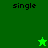 Green pixelated with four 'single' text labels and two star icons, one bright green at top-center and one dark green at bottom-center