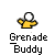 Animated contact sheet showing sequential frames of a yellow stick figure character labeled 'Grenade Buddy' undergoing explosion animation with varying debris and smoke effects.