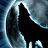 Animated sequence of a black wolf silhouette howling against a blue moonlit background with text labels changing across frames.