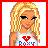 Pixel art doll with blonde hair wearing a white tank top with red heart and blue 'Roxy' text, showing multiple poses and expressions.