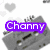 six pixelated images with text overlays: a grayscale ship with purple 'Channy', a colorful smiley collage with red 'has', a gray cat with blue 'a', a pink-haired anime girl with orange 'friend', a black-and-white crown with green 'called...', and a purple background with pink 'Zavvy' and a teal character
