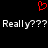 Red pixelated heart symbol above repeated white text reading 'Really??? Really???' on black background.