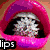 Six distinct lip-focused images arranged in a , each labeled with the word 'lips' in black text with white outline