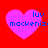 Four identical pink hearts on a red background with blue text reading "luv mackeniz" inside each heart.