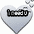 Four heart-shaped icons with text overlays: 'i need u', 'i want u', 'i miss u', and 'i love u' in black pixelated font on light gray hearts, each with small floating hearts.