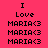 A static pixel art image with red background displaying text "I Love MARIA<3" in black and blue, where the third instance of "MARIA<3" is highlighted in blue.