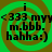 Green and brown spiral background with black text reading "i <333 myy m.bbb. hahha:)" in four identical quadrants.