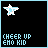 Pixelated star-shaped icon with blue and white colors, displaying 'CHEER UP EMO KID' text below on black background.