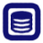 Blue square icon with rounded corners containing three horizontal white lines centered within a nested square frame.