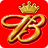 Static pixelated icon featuring a golden crown above intertwined golden letters on solid red background.