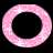 Two pink glittery circular rings on black background, left ring with visible sparkles and right ring without.