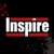 Pixelated graphic with 'Inspire' text in white and red on black background, featuring scattered dark gray pixels at bottom right.