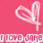 Pink background with white heart outline and partial text reading "I LOVE JAKE" in pixelated font.