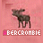 Pixelated moose silhouette on pink background with 'abercrombie' text in multicolor pixel font, showing animation changes across frames.