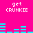 Pixelated pink background with cyan audio waveforms and repeated 'get CRUNKIE' text in white pixel font across four quadrants.