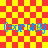 A red and yellow checkered background with blue text reading "Courtney" in four positions, accompanied by orange geometric patterns that change across frames.