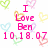 Pixelated pink text on white background with colorful heart outlines, listing names and a date.