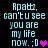 Pixelated text reads "Apati, can'tu see you are my life now. ;D" with a pink heart on the right side of the second line.