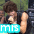 A person with curly brown hair in a black sleeveless top appears in three with text overlays: 'mrs' in cyan, 'nick' in green, and 'jons!' in purple