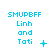 three and three displays the text "SMUPBFF Linh and Tati" with varying symbols and punctuation in each