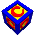 blue cubes with yellow faces displaying red C-shaped symbols, arranged in five and six against a gray background