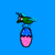 Pixelated icon shows a green and blue object with pink lower section against solid blue background