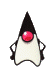 Animated character with black triangular hat, white body, and red circular eye in multiple poses showing arm movements.