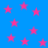 Blue background with scattered pink stars, some stars slightly blurred or faded.