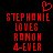 Red pixelated text on black background reads 'STEPHANIE LOVES RONON 4-EVER' with a red heart symbol above the name, displayed in two identical side-by-side