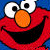 A 2x2 contact sheet of a pixelated Elmo character with red text on blue backgrounds, showing four distinct frames from an animated icon sequence.