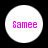 Four circular white icons with pink text "Samee" on black background, arranged in a