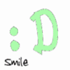 Six distinct :D smiley icons arranged in a , each with unique color variations and dot styles, all labeled "Smile" below