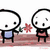 Pixelated cartoon characters on a white background with blue text ; one character gives another a red flower