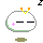 Pixelated white rounded character with orange antennae, pink cheek mark, and green base; four variations show mouth changes from closed to open to sleeping.