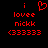 Red pixelated text and symbols on black background, with a heart symbol replacing the 'o' in 'love' in one view.