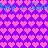 Pixelated icon with repeating pink heart pattern on purple background and blue text reading "Amy + Soni" in two horizontal bands.