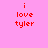 Four pixelated display red text 'i love tyler' on varying pink backgrounds with no visible animation changes
