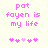 Pixelated pink text reads 'pot foyen is my life' above a of five pixel hearts on a light background