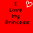 Red background with black text reading "I Love My Princess" and a white pixelated heart symbol above the word "Love."