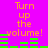 Bright purple background with orange text reading 'Turn up the volume!' and green audio equalizer bars in two identical horizontal , each showing a different bar pattern