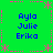 Green background with pink decorative borders and four identical blue text blocks reading Aylo Julie Erika arranged in a