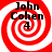 Red and white spiral background with black text reading "John Cohen 4" in four identical quadrants.