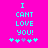 Cyan pixelated text "I CAN'T LOVE YOU!" on bright pink background with five cyan and one purple star-like symbols below.