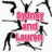 Two identical black silhouettes of figures in dynamic poses with arms raised, overlaid by pink text reading "Sydney and Lauren" on the left and "Lauren and Sydney" on the right.