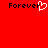 Red background with black text 'Forever' on left and right, white pixelated heart replacing the 'o' in left 'Forever'.
