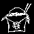 A 50x50 pixel animated contact sheet showing eight frames of a Japanese-themed icon with red kanji, white line art, and partial English text on black background.