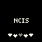 Two side-by-side pixelated displays of 'NCIS' text above five plus signs, with the third sign from left changing between white and gray.