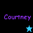 Four display the name 'Courtney' in purple pixelated text with a star icon changing from light blue to black against varying backgrounds